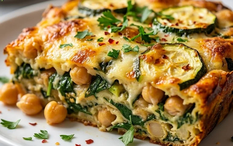 Spinach Zucchini Chickpea Bake