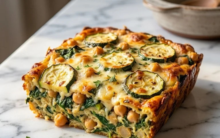 Spinach Zucchini Chickpea Bake
